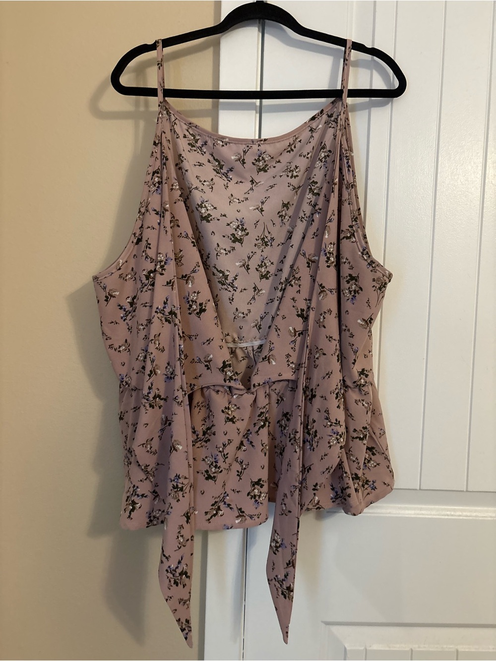 SHEIN Dusty Mauve Floral Tie-Front Spaghetti Strap Camisole